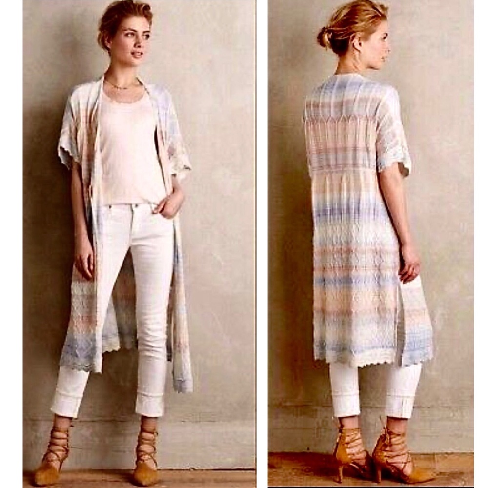💕 Anthro Boho Long Open Cotton Sweater NWT (one size)